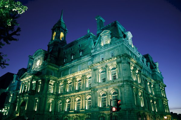 First time ever teal lighting of Montreal's City Hall, initiated by www.ByeByeAllergies.ca